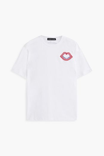 MARKUS LUPFER Blacke embroidered organic cotton-jersey T-shirt