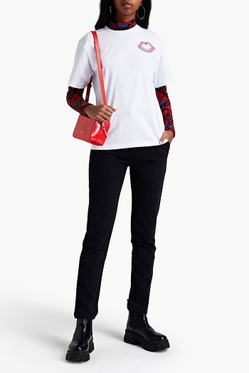MARKUS LUPFER Blacke embroidered organic cotton-jersey T-shirt