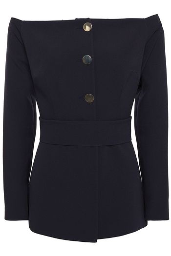 SAFIYAA Schulterfreie Jacke aus Crêpe mit Gürtel und Schößchen