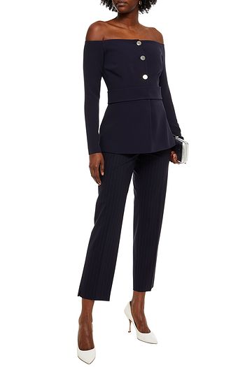 SAFIYAA Schulterfreie Jacke aus Crêpe mit Gürtel und Schößchen