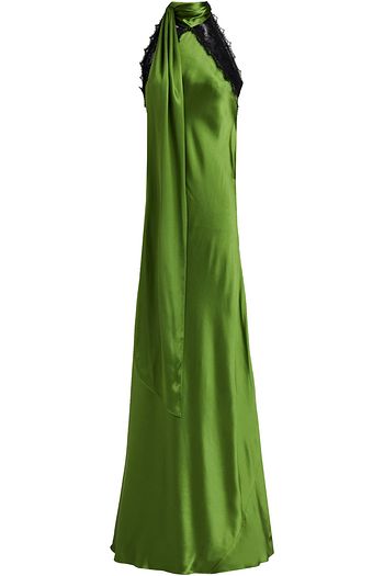AMANDA WAKELEY Maxikleid aus Crêpe aus Seidensatin mit Spitzenbesatz