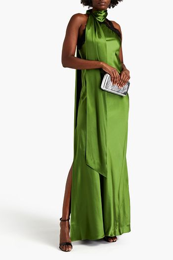 AMANDA WAKELEY Maxikleid aus Crêpe aus Seidensatin mit Spitzenbesatz