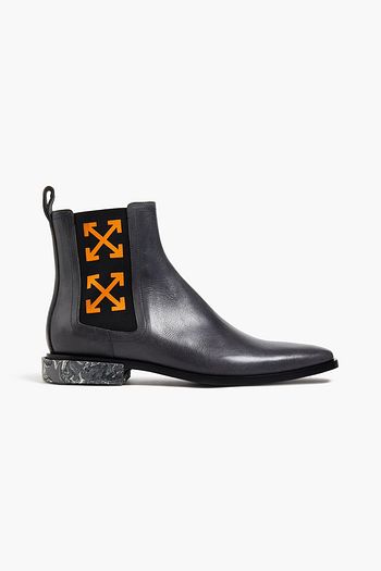 OFF-WHITE™ Logo jacquard-paneled leather Chelsea boots