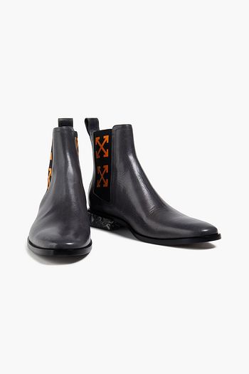 OFF-WHITE™ Logo jacquard-paneled leather Chelsea boots