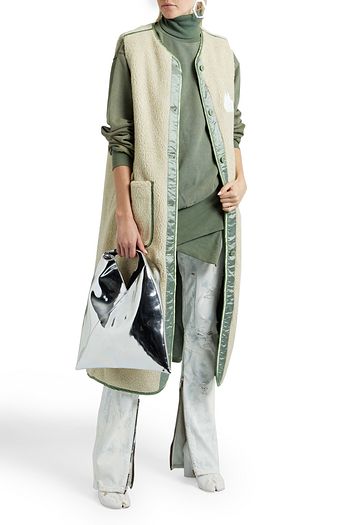 MM6 MAISON MARGIELA Satin-trimmed appliquéd faux shearling vest