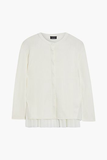 AKRIS Pleated chiffon-paneled silk cardigan