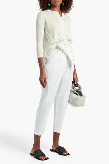 AKRIS Pleated chiffon-paneled silk cardigan