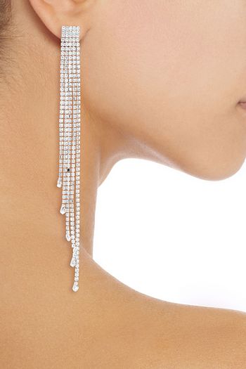 KENNETH JAY LANE Rhodium-plated glass earrings