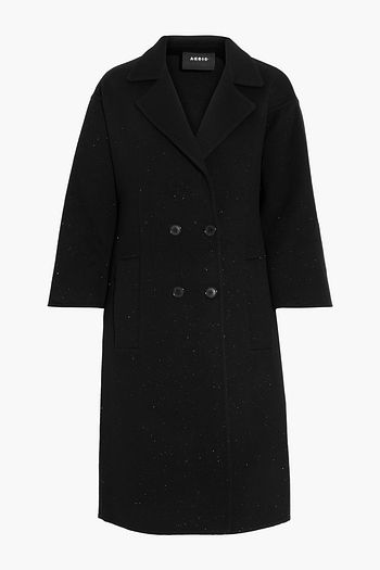 AKRIS Double-breasted metallic wool-blend felt coat