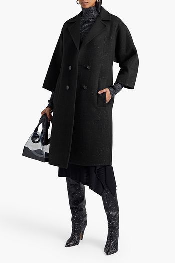 AKRIS Double-breasted metallic wool-blend felt coat