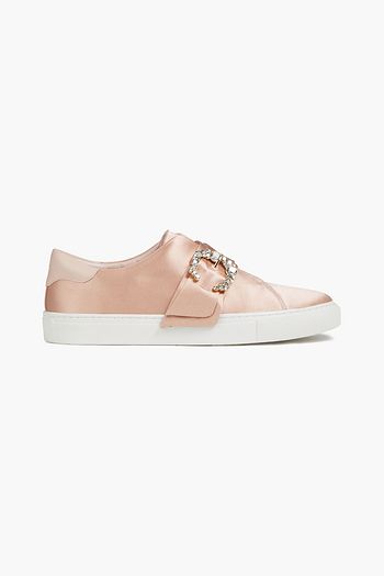 TORY BURCH Embellished satin sneakers
