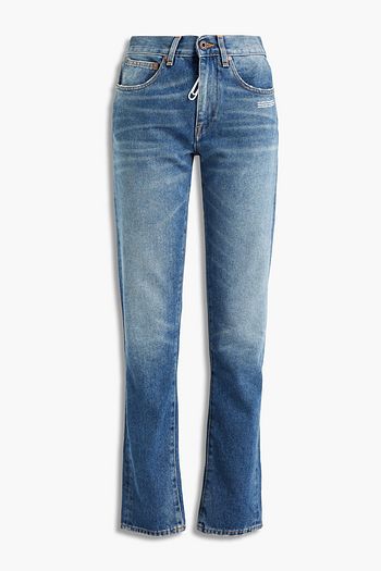 OFF-WHITE™ Slim-fit distressed printed denim jeans