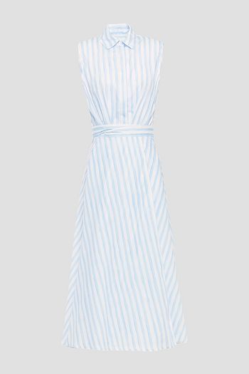 ROSETTA GETTY Striped cotton-poplin midi shirt dress