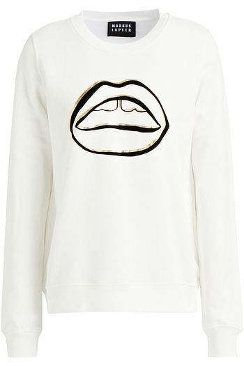 MARKUS LUPFER Leonie flocked printed cotton-fleece sweatshirt