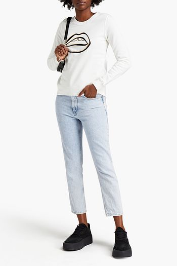 MARKUS LUPFER Leonie flocked printed cotton-fleece sweatshirt
