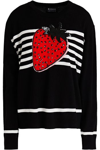MARKUS LUPFER Drew embellished striped intarsia-knit merino wool sweater