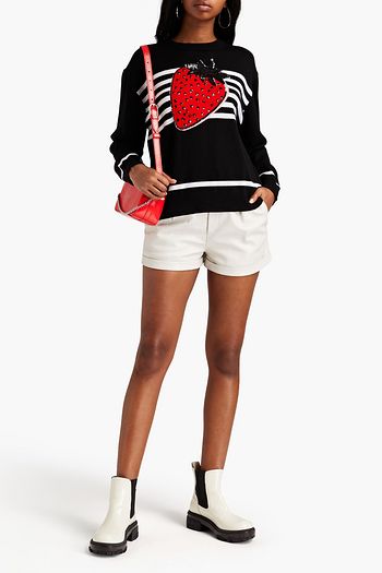 MARKUS LUPFER Drew embellished striped intarsia-knit merino wool sweater