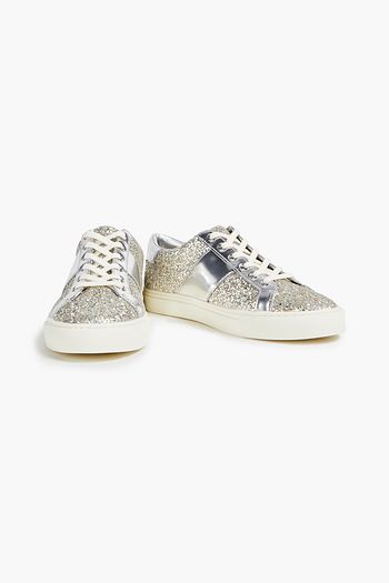 TORY BURCH Sneakers aus Metallic-Leder mit Glitter-Finish