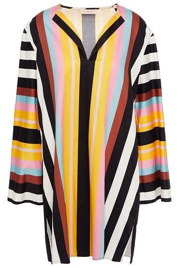 TORY BURCH Striped cotton-sateen tunic