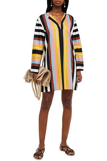 TORY BURCH Striped cotton-sateen tunic