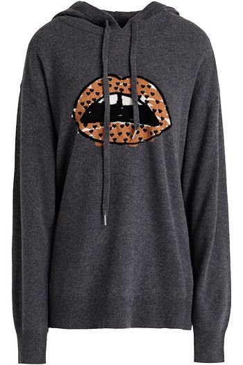 MARKUS LUPFER Immy embroidered intarsia-knit merino wool hoodie