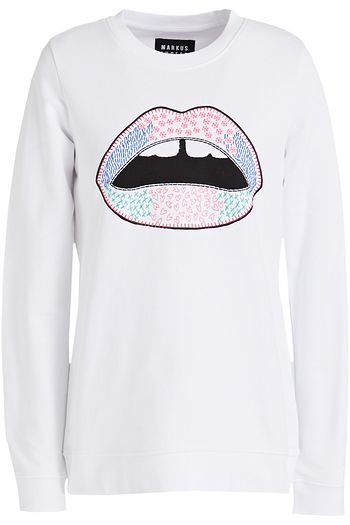 MARKUS LUPFER Anna embroidered printed French cotton-terry sweatshirt