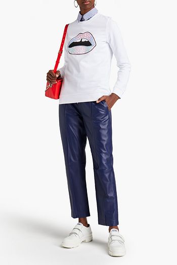 MARKUS LUPFER Anna embroidered printed French cotton-terry sweatshirt