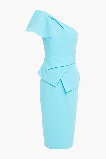 SAFIYAA Novia one-shoulder crepe peplum midi dress