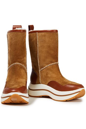 TORY BURCH Stiefel aus Veloursleder mit Details im Überwendlichstich