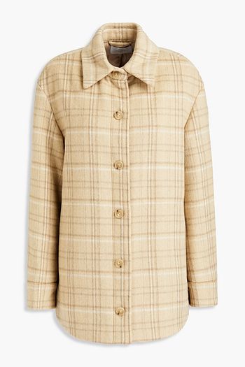 VINCE. Checked wool-blend flannel jacket