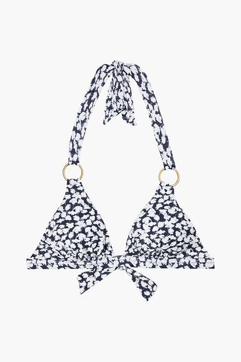 VIX PAULA HERMANNY Ring-embellished floral-print triangle bikini top