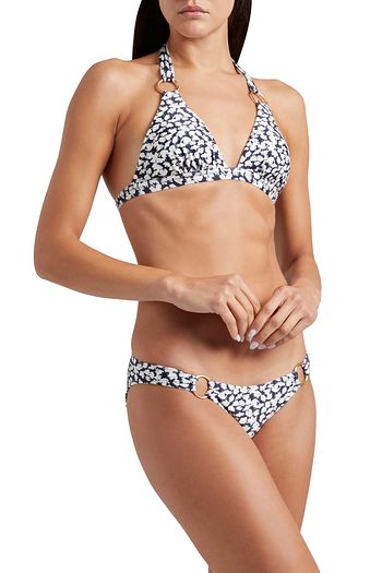 VIX PAULA HERMANNY Ring-embellished floral-print triangle bikini top