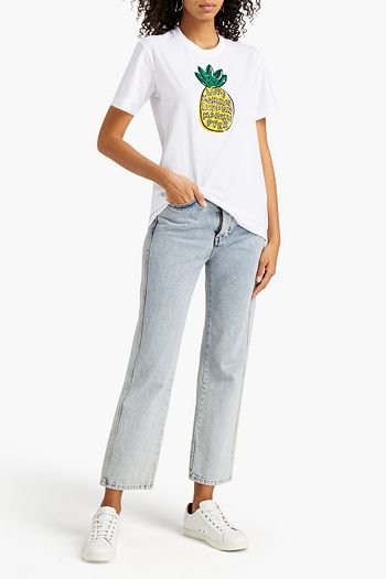 MARKUS LUPFER Anna embellished printed cotton-jersey T-shirt
