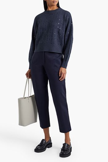BRUNELLO CUCINELLI Sequin-embellished ribbed cashmere sweater