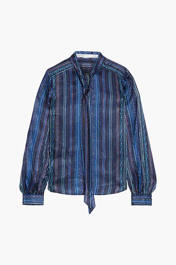 VERONICA BEARD Malaya tie-neck printed devoré-satin blouse