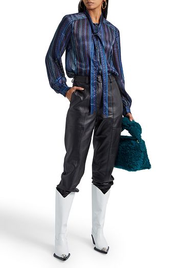 VERONICA BEARD Malaya tie-neck printed devoré-satin blouse