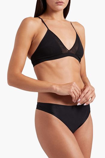 SKIN Mesh-trimmed organic stretch Pima cotton-jersey soft-cup triangle bra