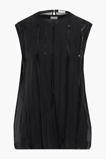 BRUNELLO CUCINELLI Sequin-embellished silk-organza top