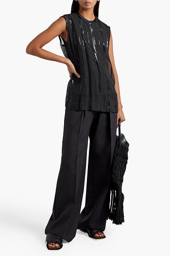 BRUNELLO CUCINELLI Sequin-embellished silk-organza top