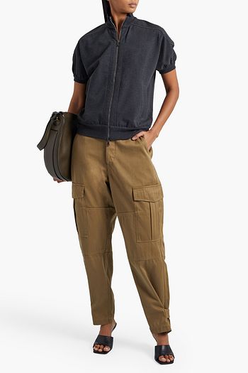 BRUNELLO CUCINELLI Bead-embellished stretch-cotton jersey sweatshirt