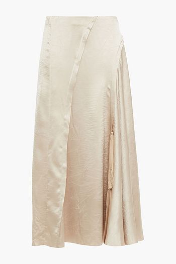 VINCE. Crinkled satin-twill midi skirt