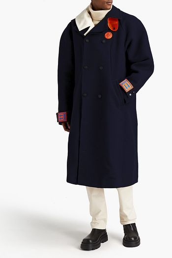 OFF-WHITE™ Logo-appliquéd brushed wool-blend felt coat