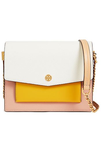 TORY BURCH Color-block textured-leather shoulder bag