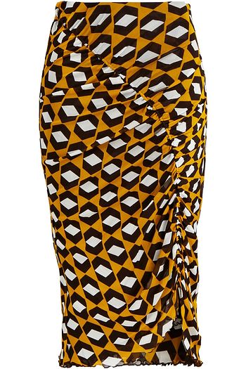DIANE VON FURSTENBERG Christy ruched printed mesh skirt