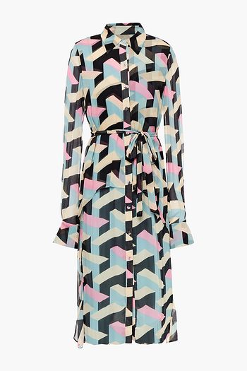 DIANE VON FURSTENBERG Dana printed crepon midi shirt dress