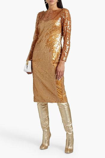 BADGLEY MISCHKA Sequined tulle dress