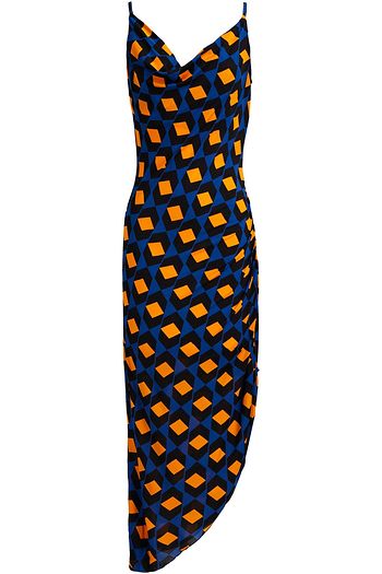 DIANE VON FURSTENBERG Agatha asymmetric draped ruched printed jersey mini dress