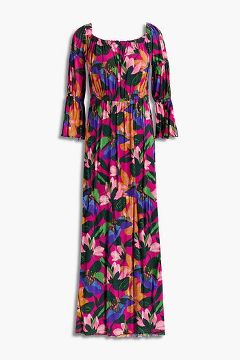 DIANE VON FURSTENBERG Cheryl off-the-shoulder floral-print tulle maxi dress