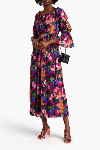 DIANE VON FURSTENBERG Cheryl off-the-shoulder floral-print tulle maxi dress