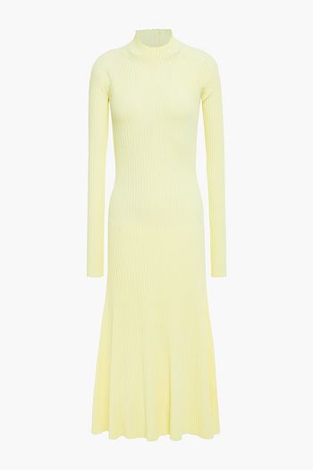 DION LEE Twist-back cutout ribbed-knit midi dress